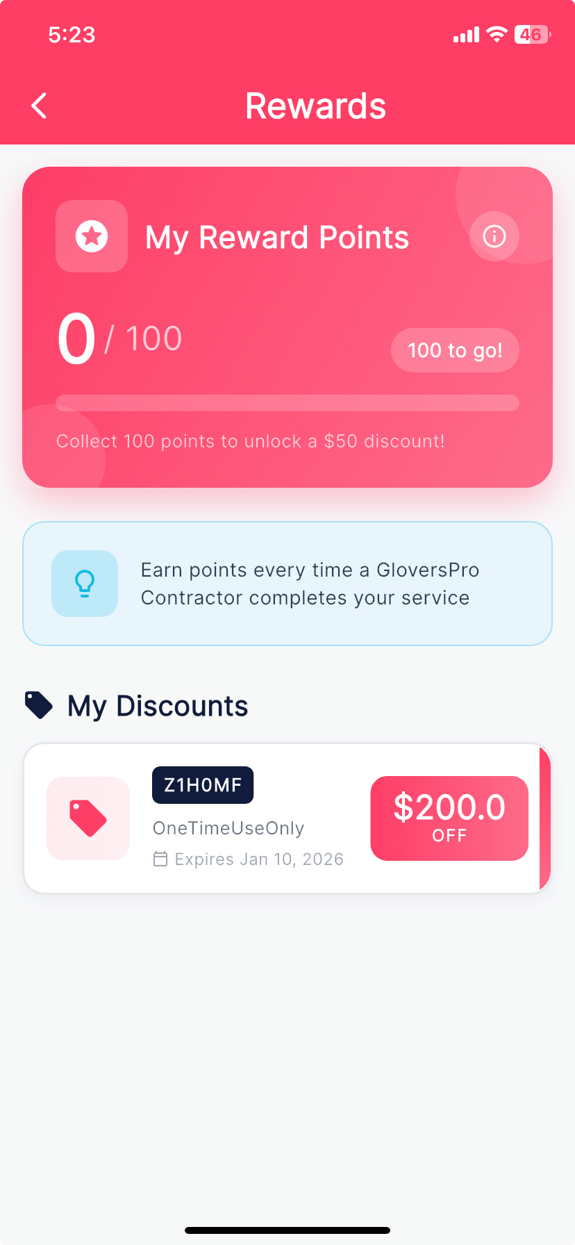 GloversPro discounts screen