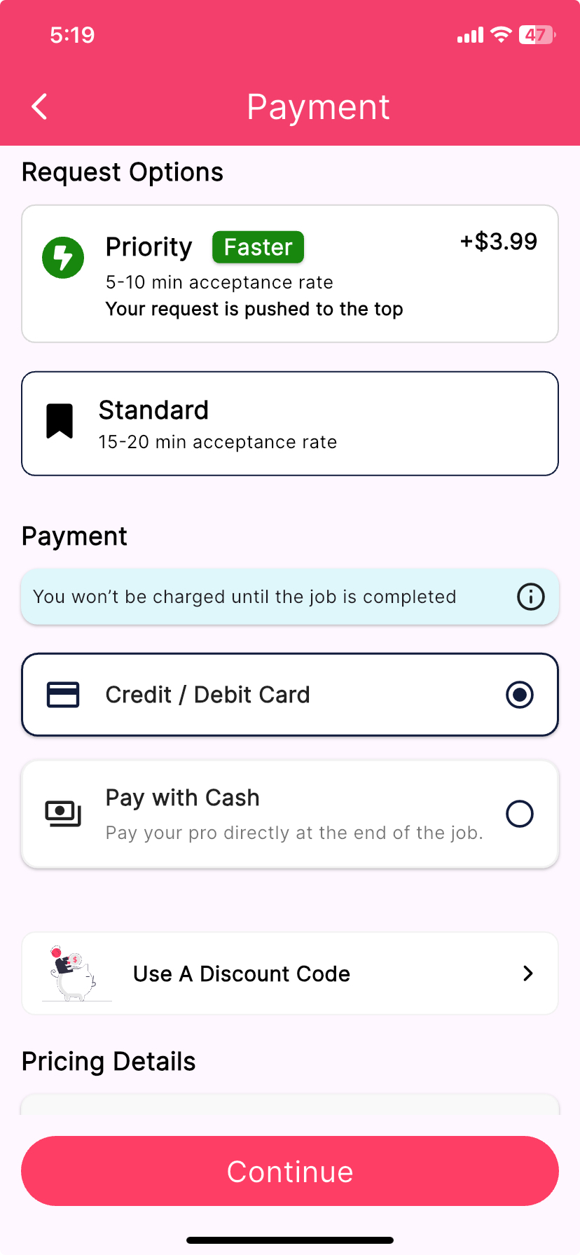GloversPro instant booking screen
