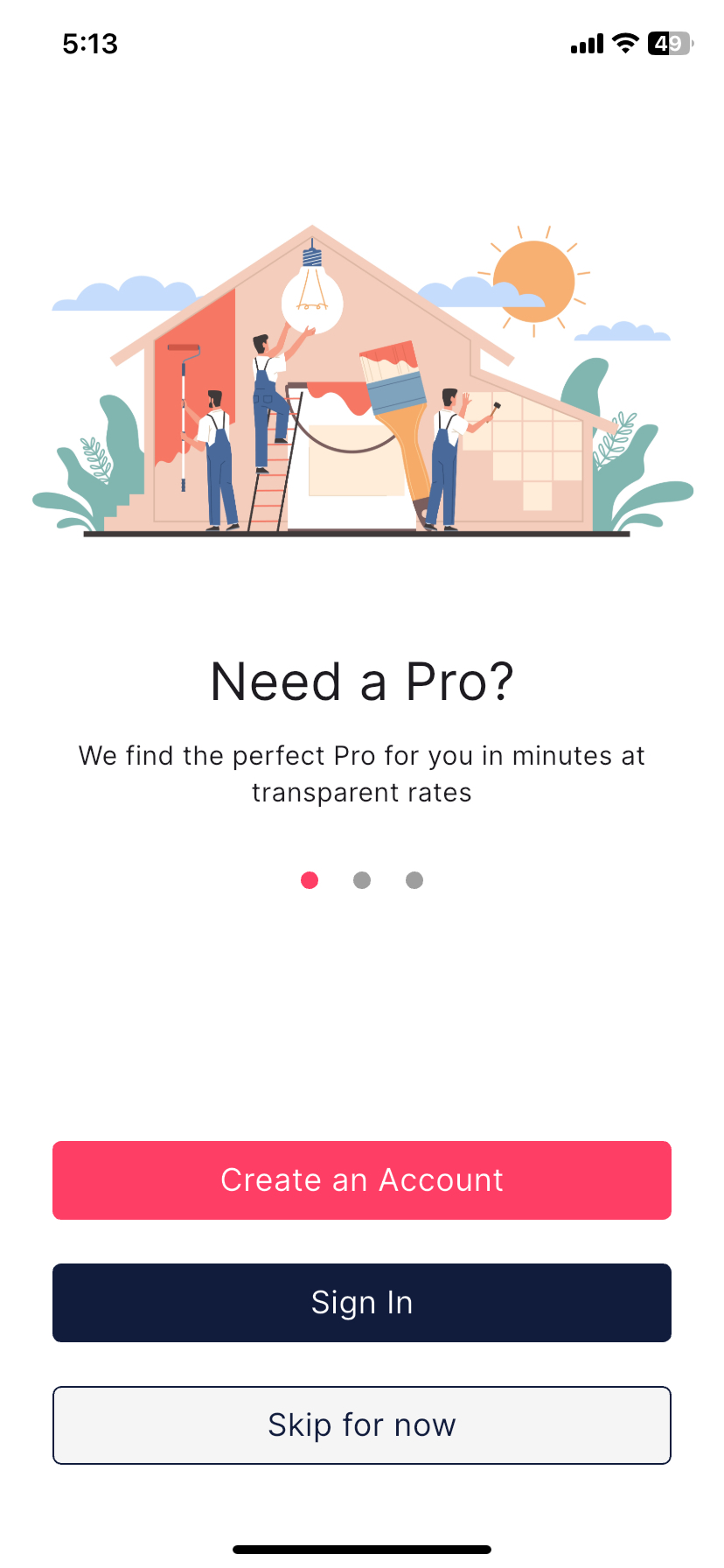 GloversPro customer app home screen